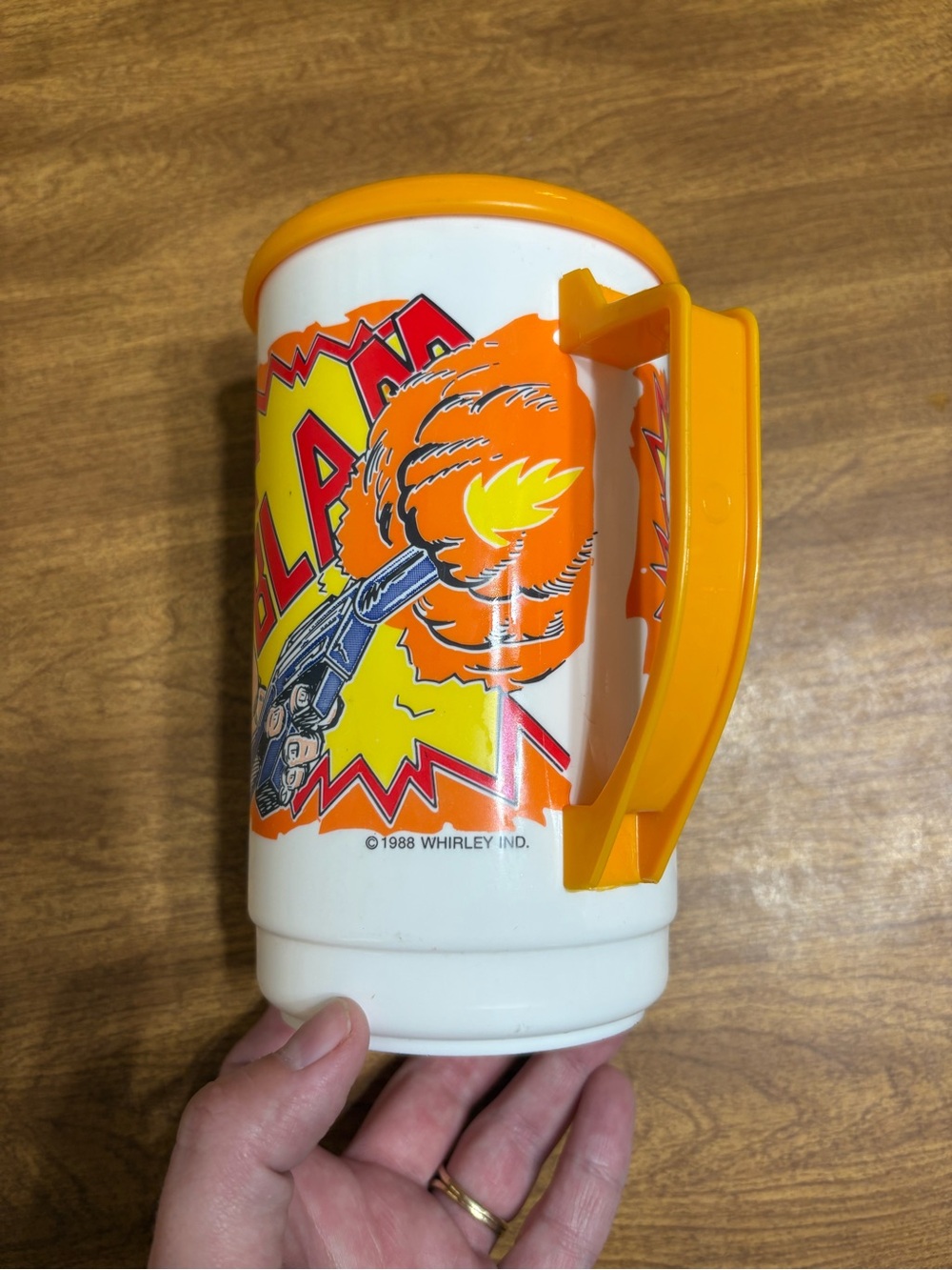 1988 Whirley Industries insulated 32oz travel mug comic